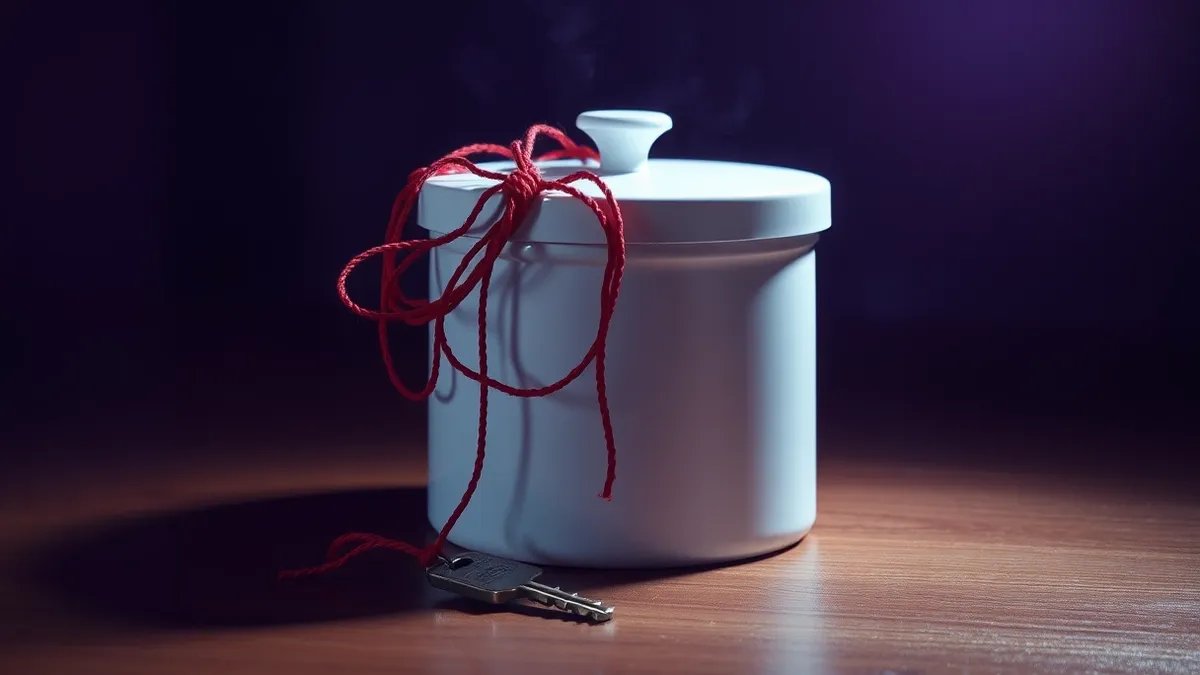 Illustration: A sleek white container rests on a wooden desk, its lid slightly ajar.