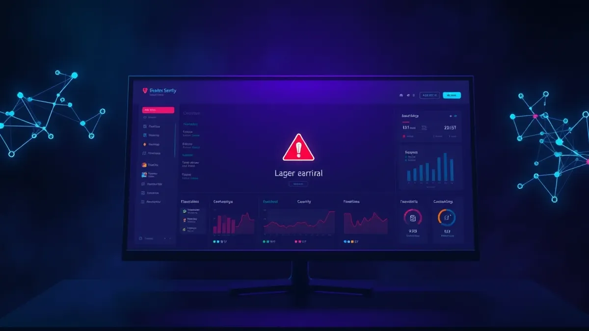 Illustration: A sleek security monitoring dashboard displays a single urgent alert icon against a dark background, highlighting the late arrival of warning signals.