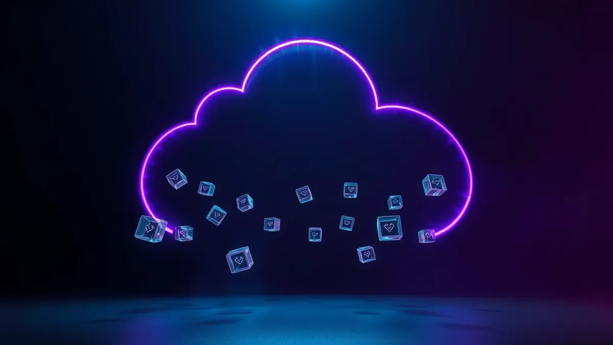 Illustration: A glowing cloud shape dissolves into tiny floating cubes that vanish mid-air.