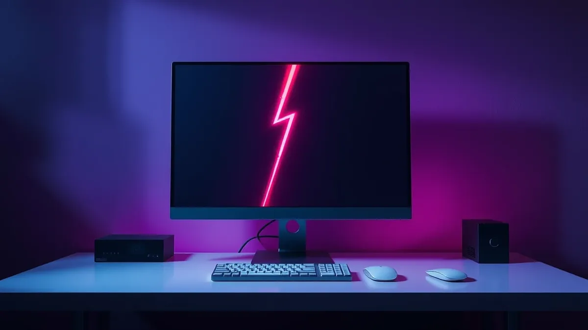 Illustration: A sleek desktop computer sits on a minimalist white desk.