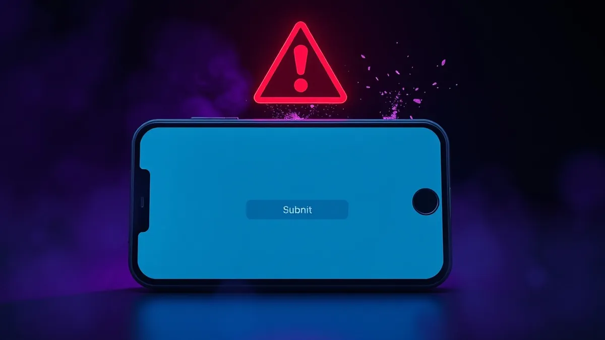 Illustration: A blank smartphone screen displays a simple digital form with a single submit button.
