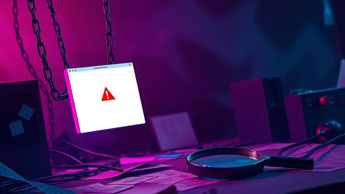 Illustration: A floating web browser window hovers near a disconnected, dusty server cable.