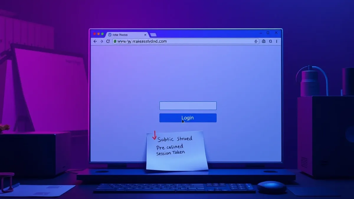 Illustration: A web browser window displays a blank login form with two empty fields.