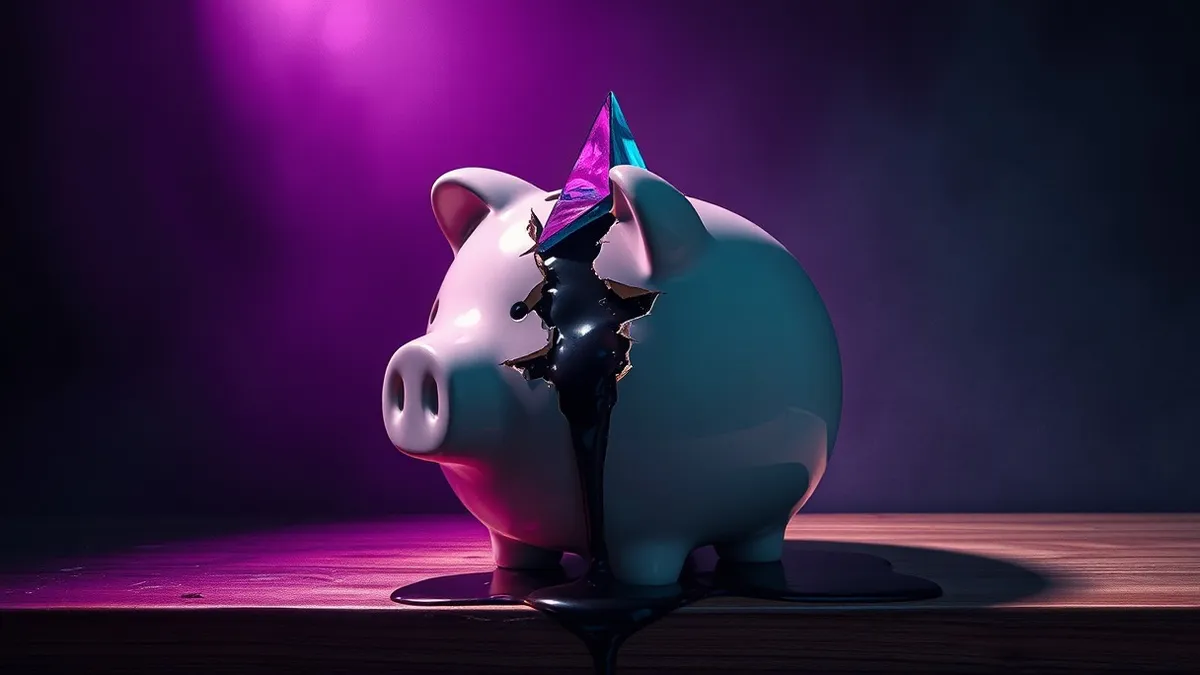 Illustration: A cracked ceramic piggy bank sits on a dusty shelf.