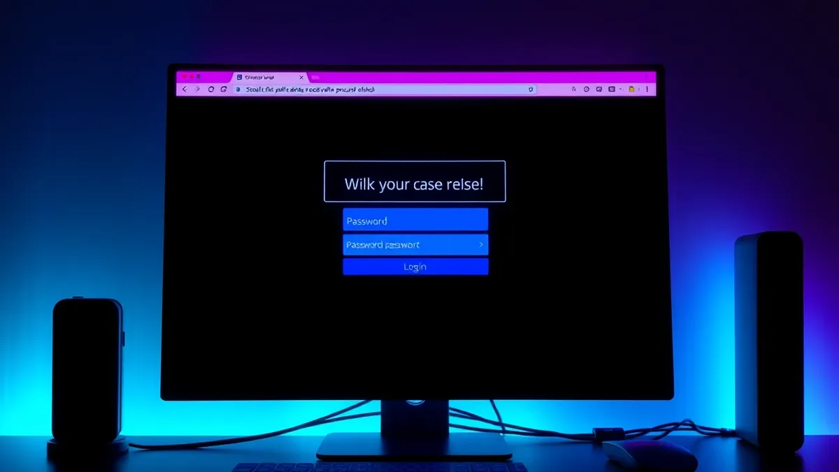 Illustration: A generic website login page displays a blank password reset form on a computer monitor.