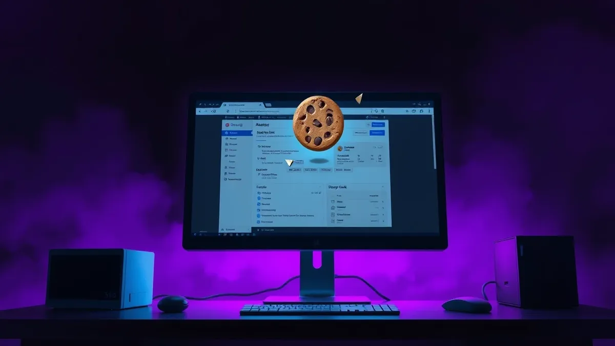 Illustration: A single computer monitor sits on a desk, displaying a blank browser window with a generic admin dashboard interface.