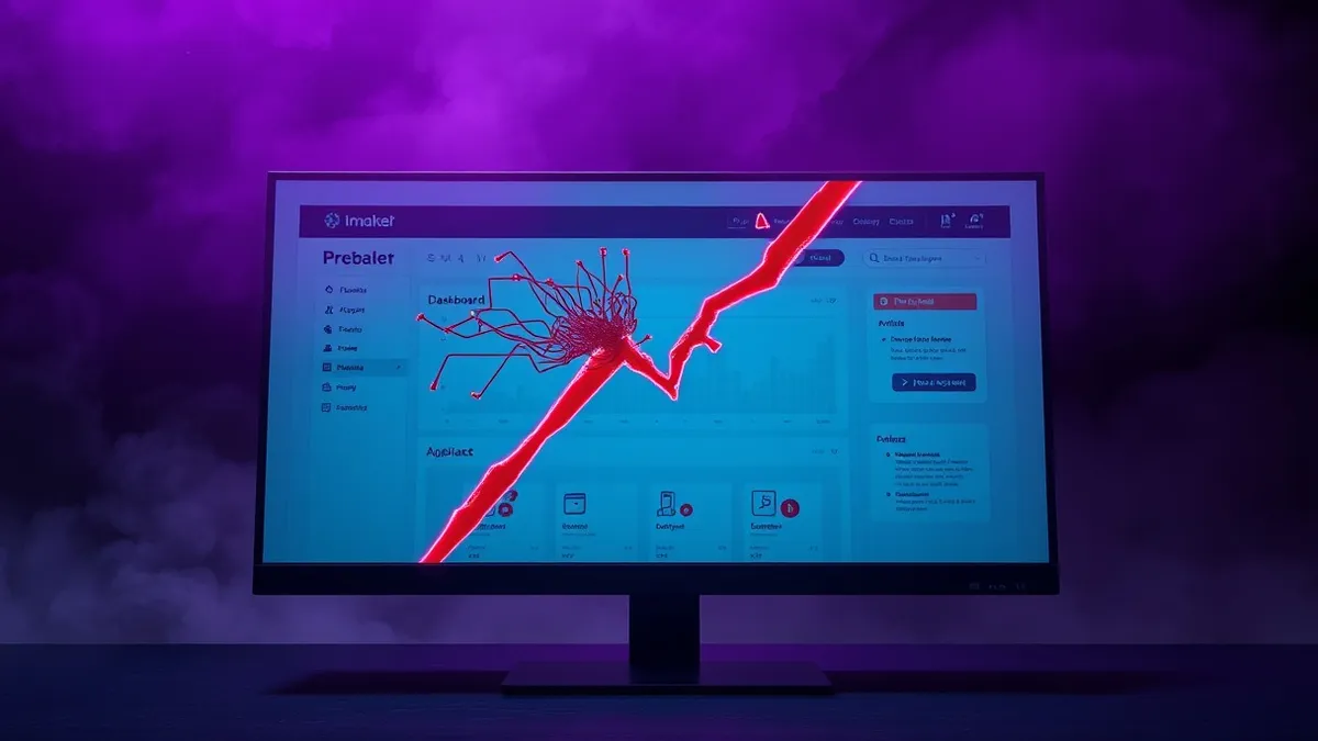 Illustration: A generic website dashboard interface sits on a blank monitor screen.