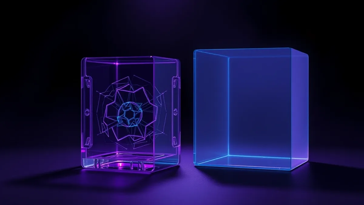 Illustration: A transparent glass mold sits beside a solid, opaque block of identical shape.